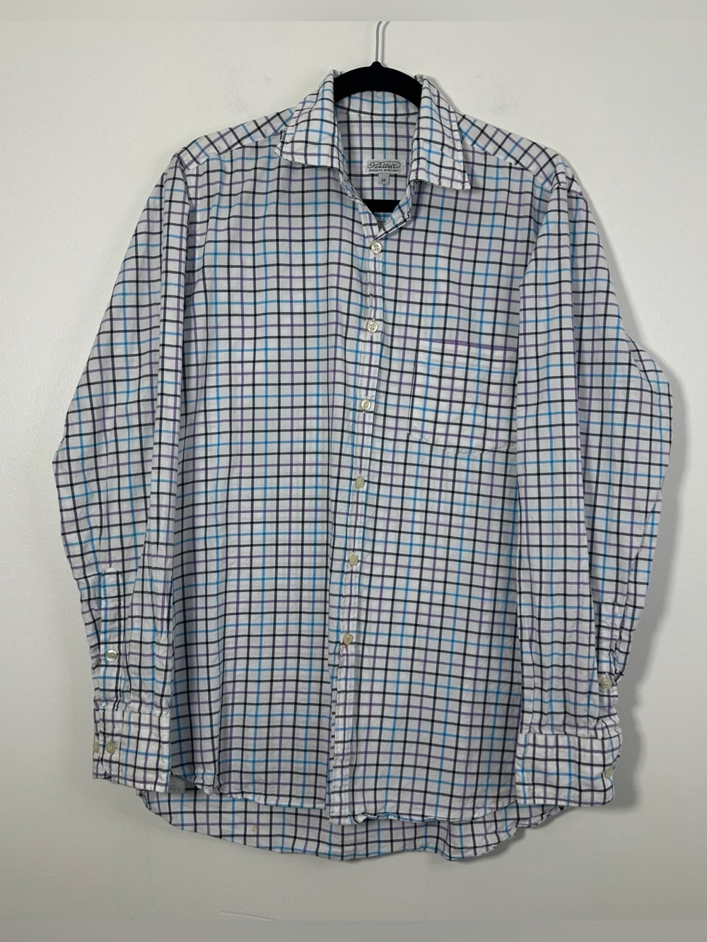 Piattelli Barney’s New York Men’s Medium Plaid 100% Cotton Button Down Shirt